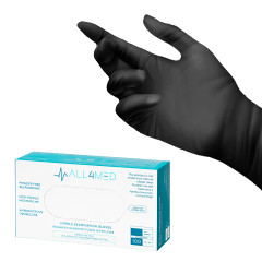 All4med jednorazové diagnostické nitrilové rukavice čierne M
