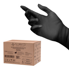 All4med jednorazové diagnostické nitrilové rukavice čierne XS 10x100 kusov