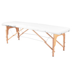 Balance skladací masážny stôl drevený 2 segmentový biely