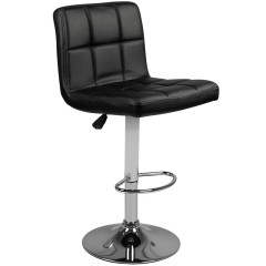 M06 prešívaná nastaviteľná barová stolička čierna