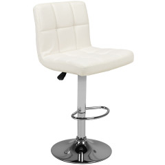M06 prešívaná nastaviteľná barová stolička biela