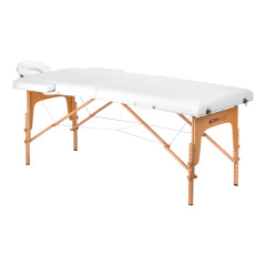 Skladací drevený masážny stôl Komfort Activ Fizjo Lux 2 segmentový stôl 190x70 BIELA
