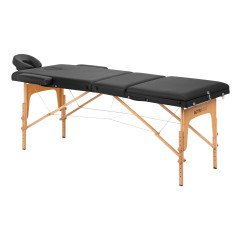Skladací drevený masážny stôl Komfort Activ Fizjo Lux 3 segmentový stôl 190x70 čierny