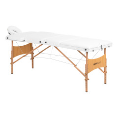 Skladací drevený masážny stôl Komfort Activ Fizjo Lux 3 segmentový stôl 190x70 BIELA