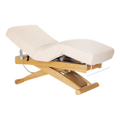 Ležadlo Sillon Siesta SPA, krémové s svetlo hnedou základňou