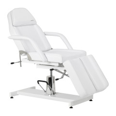 Hydraulické kozmetické kreslo na pedikúru Sillon 210 s kolískom a deliteľnou opierkou na nohy biele