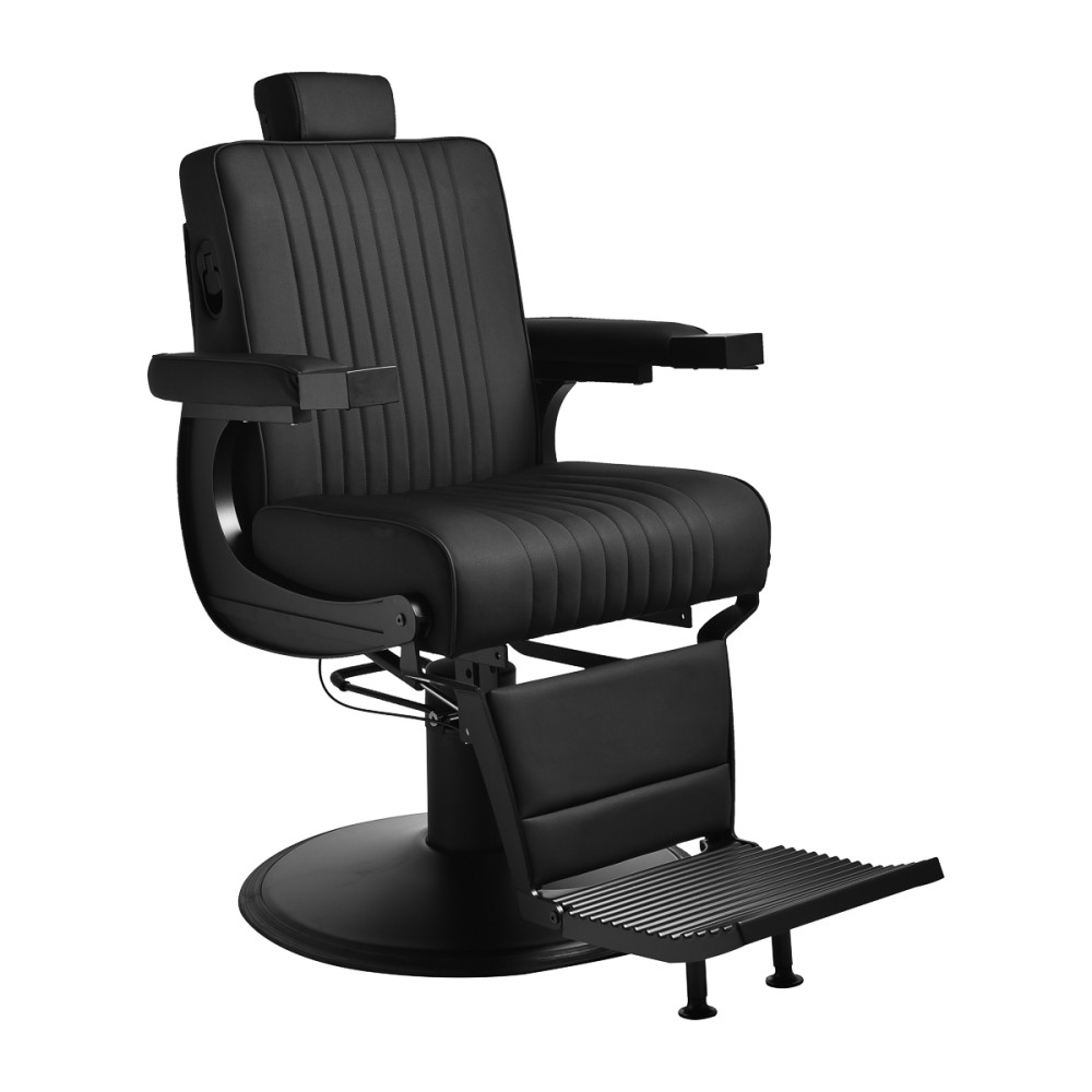 Holičské kreslo Gabbiano Levi, čierne s čiernym rámom, bez prešívania na operadle main product photo